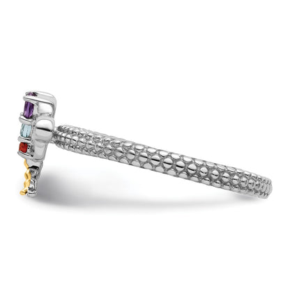 14K/Silver Two Tone Sterling Silver&14K Stackable Expressions Gemstone & Diamond Dragonfly Ring