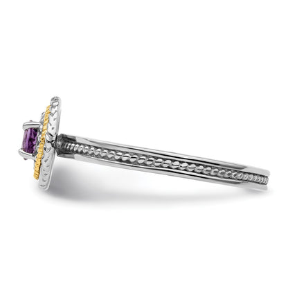 14K/Silver Two Tone Sterling Silver & 14K Stackable Expressions Amethyst Ring