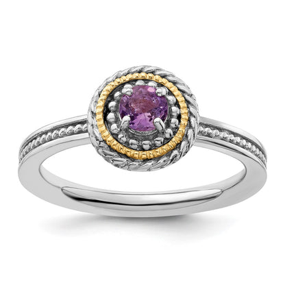 14K/Silver Two Tone Sterling Silver & 14K Stackable Expressions Amethyst Ring