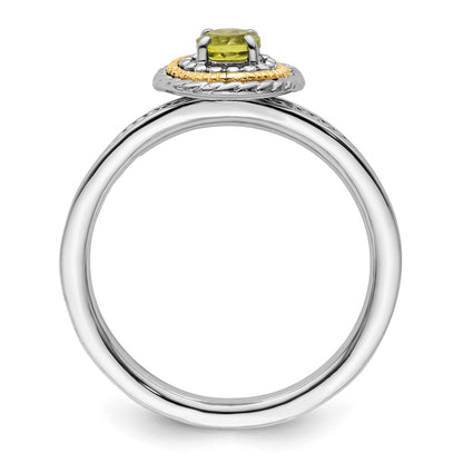14K/Silver Two Tone Sterling Silver & 14K Stackable Expressions Peridot Ring