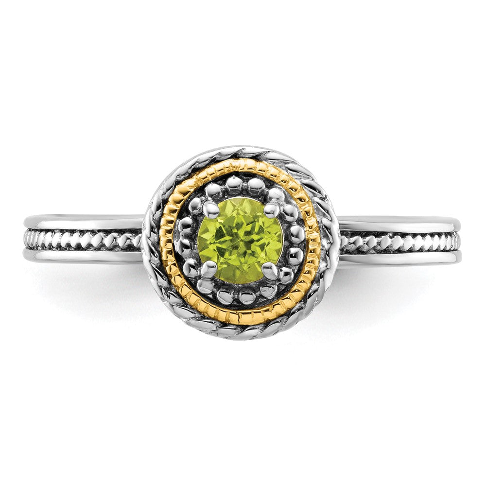 14K/Silver Two Tone Sterling Silver & 14K Stackable Expressions Peridot Ring