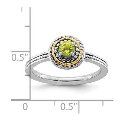 14K/Silver Two Tone Sterling Silver & 14K Stackable Expressions Peridot Ring