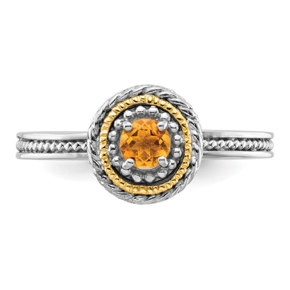 14K/Silver Two Tone Sterling Silver & 14K Stackable Expressions Citrine Ring
