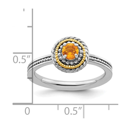 14K/Silver Two Tone Sterling Silver & 14K Stackable Expressions Citrine Ring