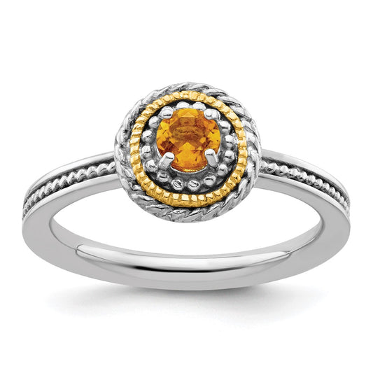 14K/Silver Two Tone Sterling Silver & 14K Stackable Expressions Citrine Ring