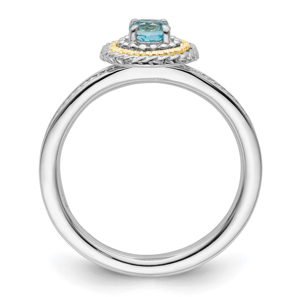 14K/Silver Two Tone Sterling Silver & 14K Stackable Expressions Blue Topaz Ring