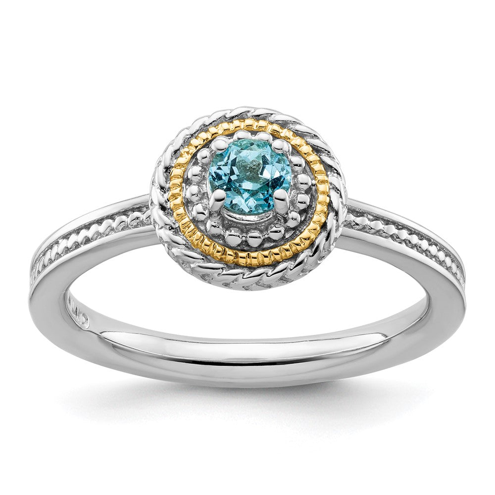 14K/Silver Two Tone Sterling Silver & 14K Stackable Expressions Blue Topaz Ring