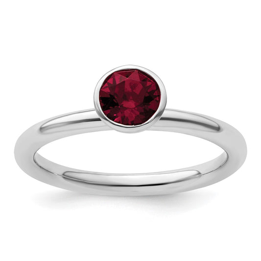 Sterling Silver Stackable Expressions High 5mm January Crystal Ring