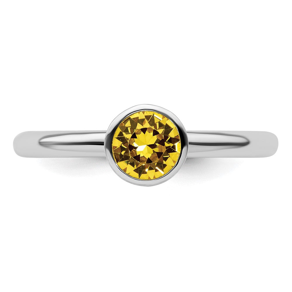 Sterling Silver Stackable Expressions High 5mm November Crystal Ring