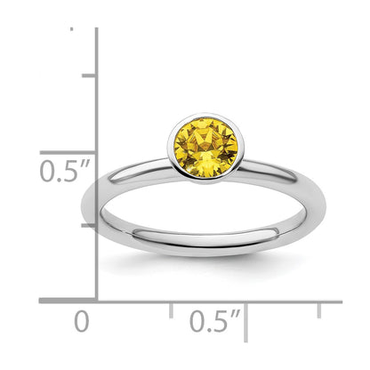 Sterling Silver Stackable Expressions High 5mm November Crystal Ring