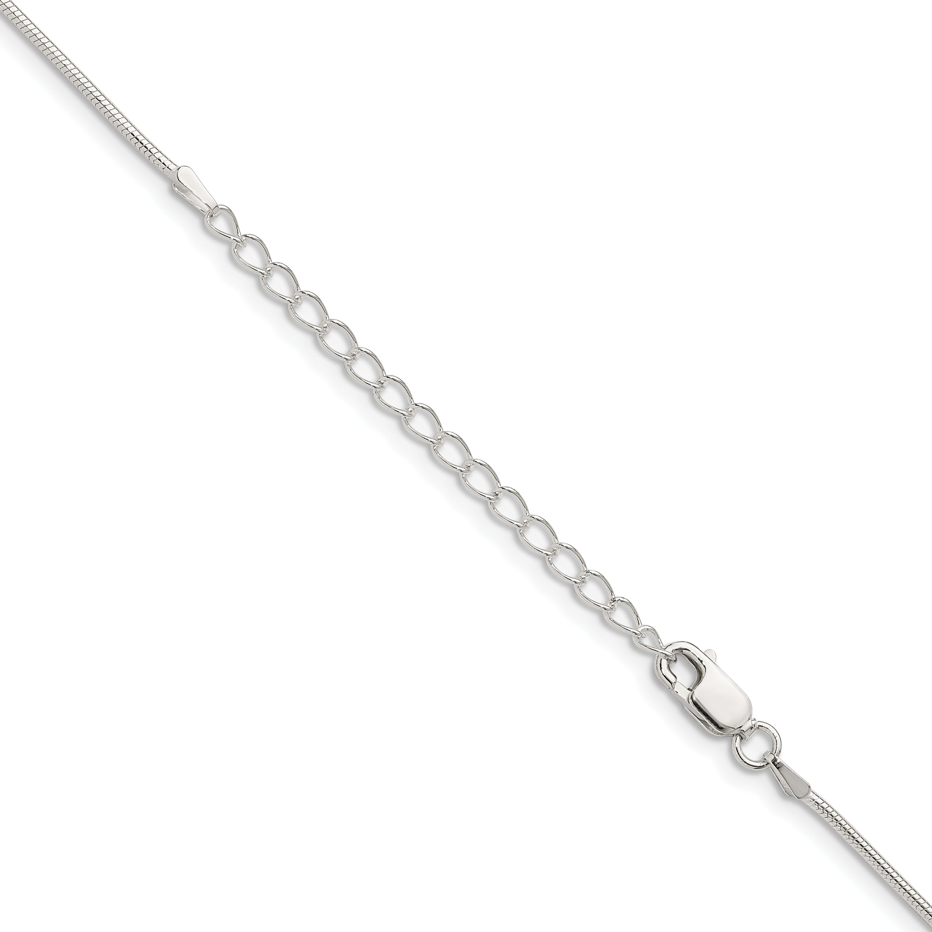18 Inch Sterling Silver 1.2mm Snake Chain W/2In Ext.