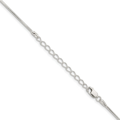 18 Inch Sterling Silver 1.25mm Snake Chain W/2In Ext.