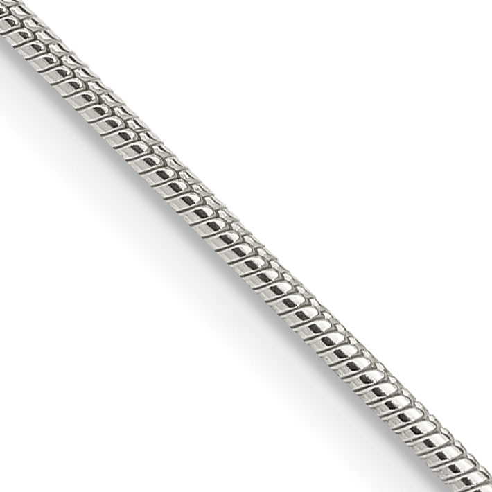 18 Inch Sterling Silver 1.25mm Snake Chain W/2In Ext.