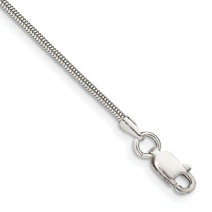 9 Inch Sterling Silver 1.5mm Round Snake Chain Anklet
