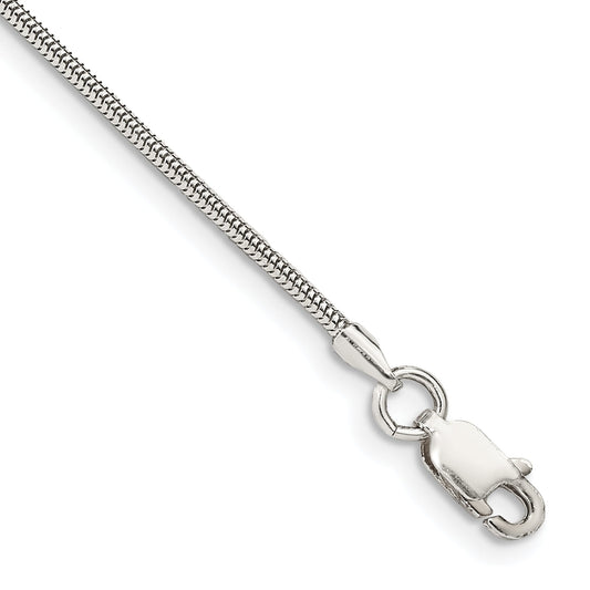 9 Inch Sterling Silver 1.5mm Round Snake Chain Anklet