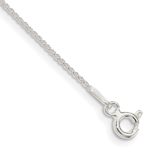 9 Inch Sterling Silver 1mm Round Spiga Chain Anklet