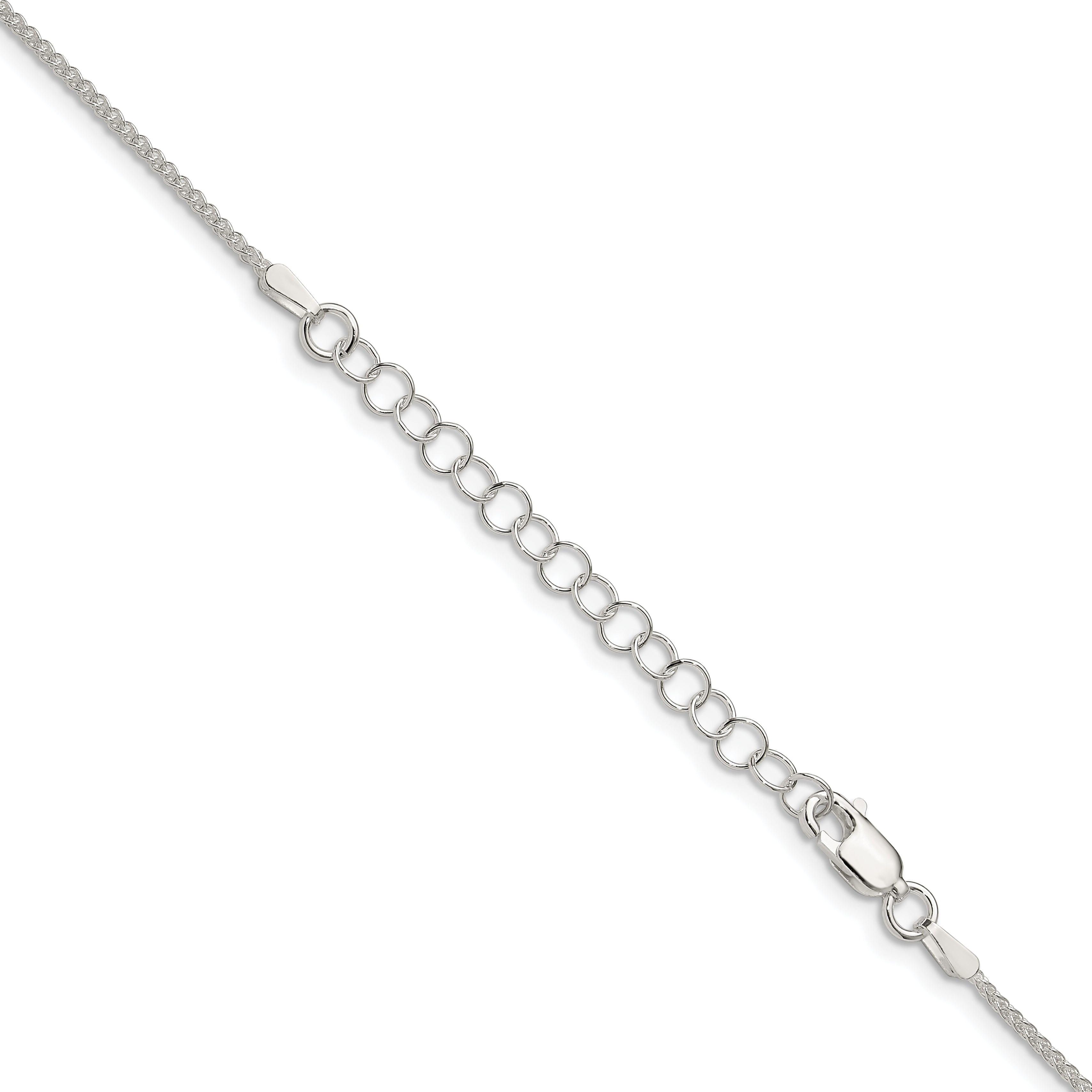 18 Inch Sterling Silver 1.25mm Round Spiga Chain W/2In Ext.