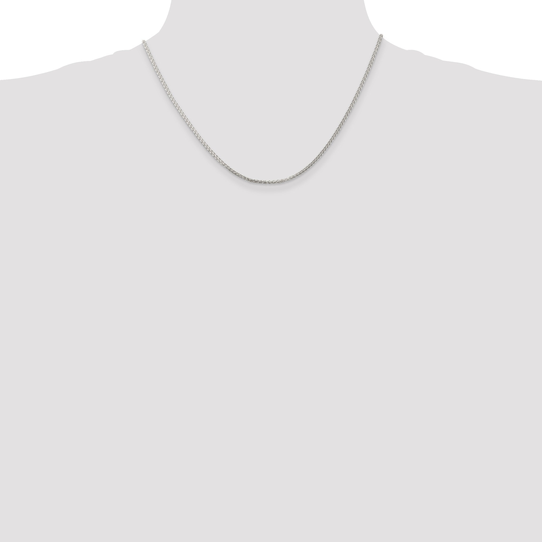 18 Inch Sterling Silver 1.75mm Round Spiga Chain W/2In Ext.