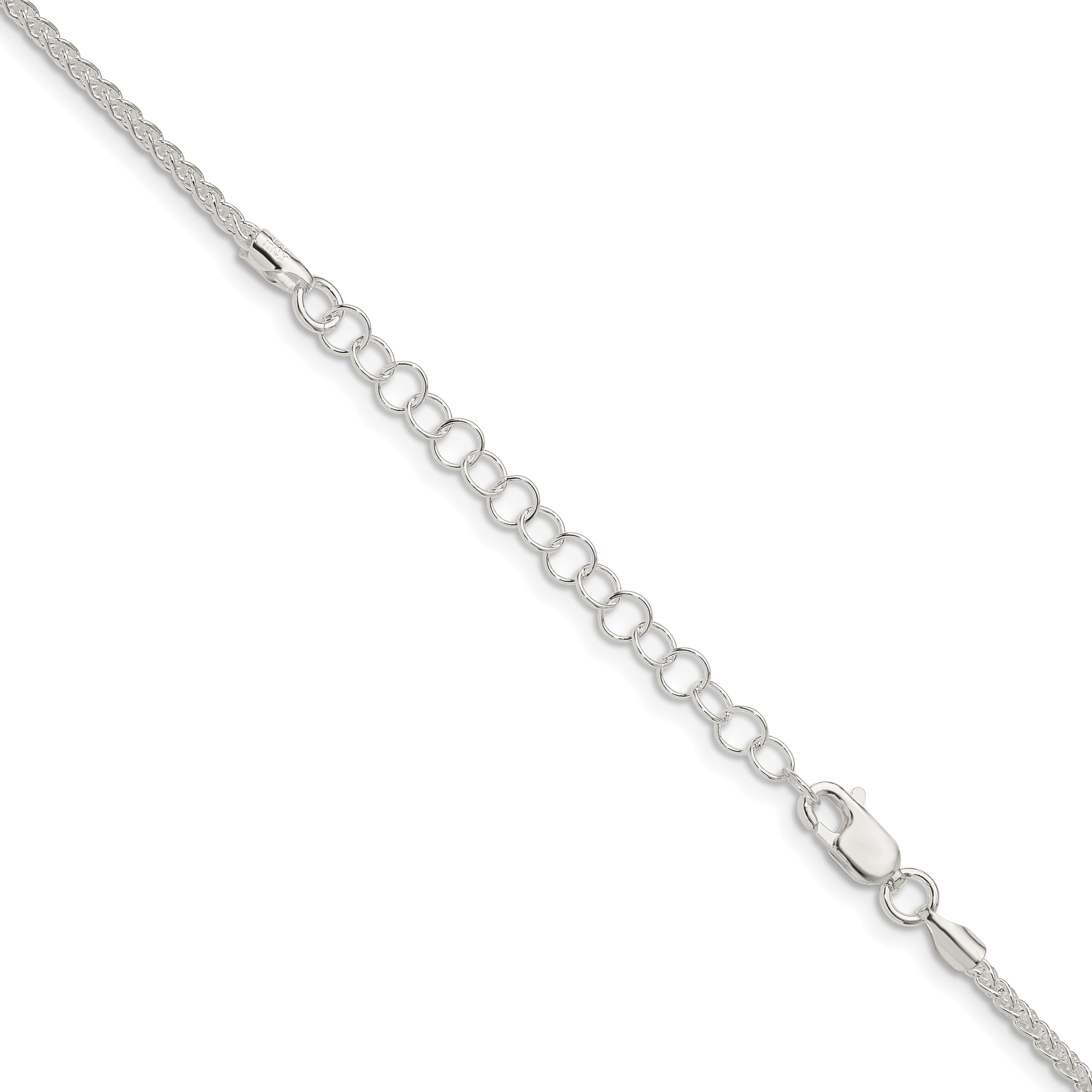 18 Inch Sterling Silver 1.75mm Round Spiga Chain W/2In Ext.
