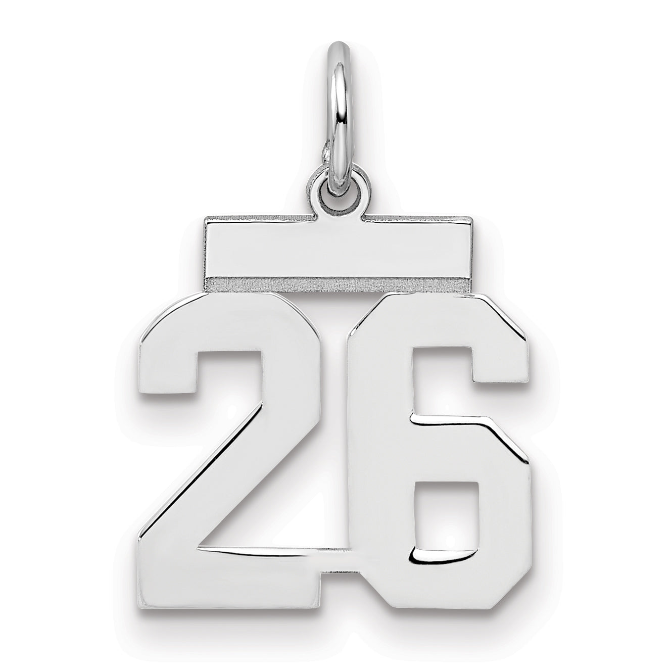 Sterling Silver Silver/Rhodium-Plated Polished Number 26 Charm