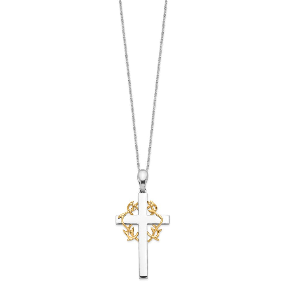 Sterling Silver Sentimental Expressions Gold-Plated No Greater Love Cross 18In Necklace
