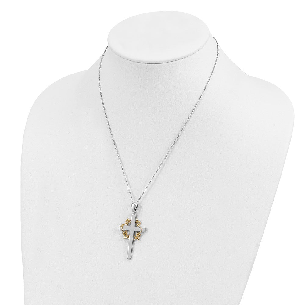 Sterling Silver Sentimental Expressions Gold-Plated No Greater Love Cross 18In Necklace