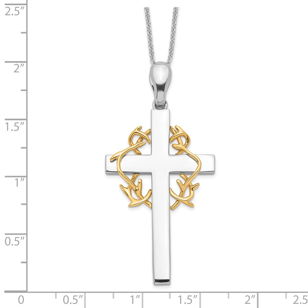 Sterling Silver Sentimental Expressions Gold-Plated No Greater Love Cross 18In Necklace
