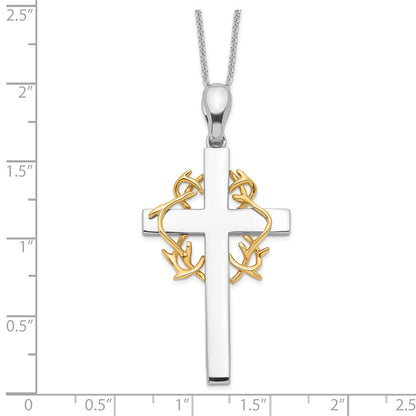 Sterling Silver Sentimental Expressions Gold-Plated No Greater Love Cross 18In Necklace