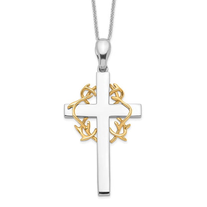 Sterling Silver Sentimental Expressions Gold-Plated No Greater Love Cross 18In Necklace