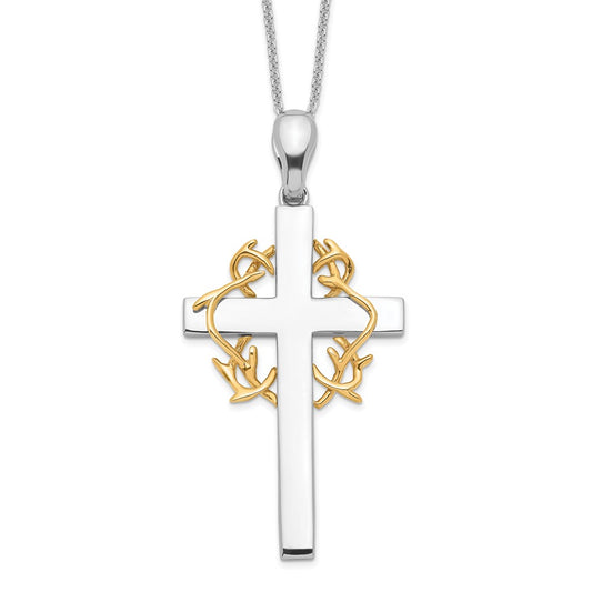 Sterling Silver Sentimental Expressions Gold-Plated No Greater Love Cross 18In Necklace
