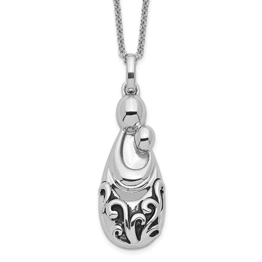 Sterling Silver Sentimental Expressions Rhodium-Plated Mother'S Pride And Joy 18In. Necklace