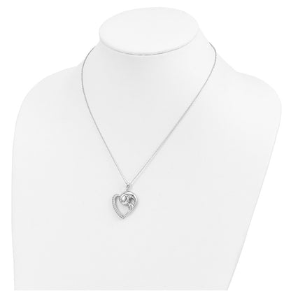 Sterling Silver Sentimental Expressions Rhodium-Plated Cz Motherhood 18In. Necklace