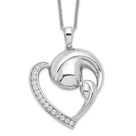 Sterling Silver Sentimental Expressions Rhodium-Plated Cz Motherhood 18In. Necklace