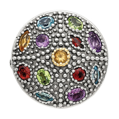 14K/Silver Two Tone Shey Couture Sterling Silver With 14K Accent Antiqued .43Amethyst/.19Citrine/.32Blue Topaz/.32Peridot/.35Garnet Ring