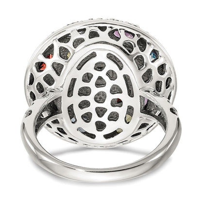 14K/Silver Two Tone Shey Couture Sterling Silver With 14K Accent Antiqued .43Amethyst/.19Citrine/.32Blue Topaz/.32Peridot/.35Garnet Ring
