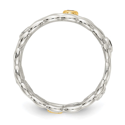 14K/Silver Two Tone Shey Couture Sterling Silver Rhodium Plated With 14K Accent Round Bezel Amethyst Blue Topaz/Citrine/Garnet/Peridot And Smoky Quartz Ring