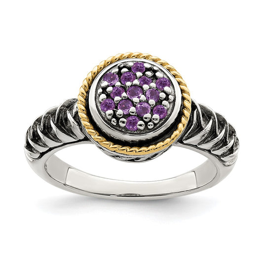 14K/Silver Two Tone Shey Couture Sterling Silver With 14K Accent Antiqued Pav‚Äö Amethyst Ring