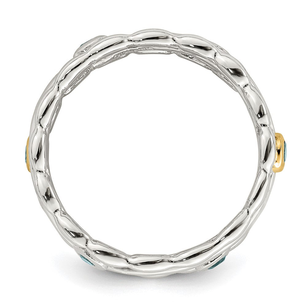 14K/Silver Two Tone Shey Couture Sterling Silver Rhodium Plated With 14K Accent Light Swiss Blue Topaz Ring