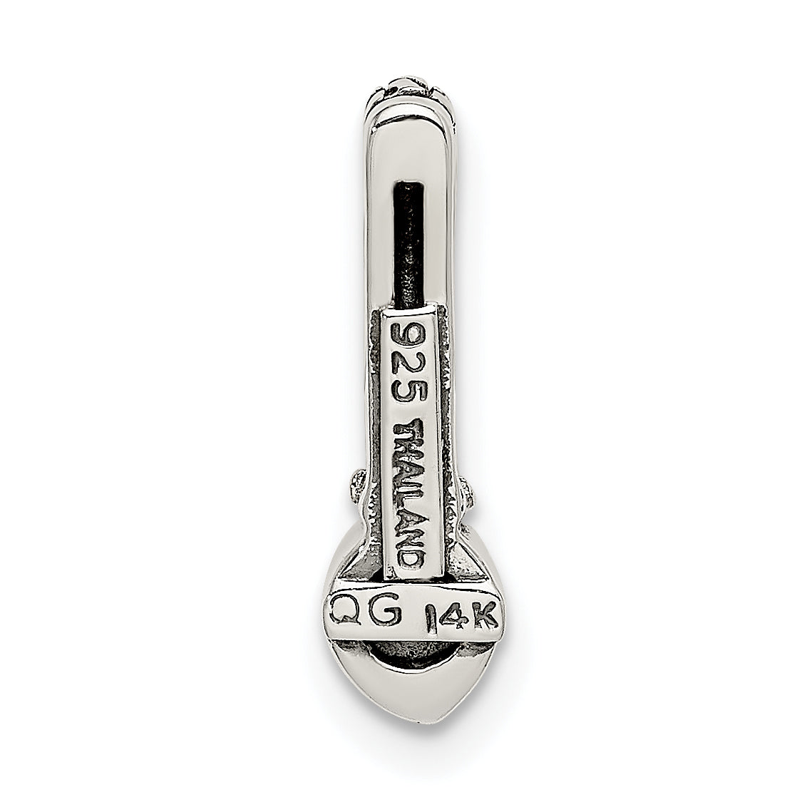 14K/Silver Two Tone Shey Couture Sterling Silver Antiqued With 14K Accent Polished White Topaz Chain Slide Pendant