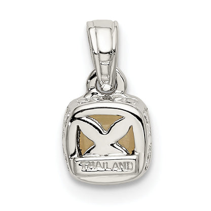 14K/Silver Two Tone Shey Couture Sterling Silver Rhodium Plated With 14K Accent Polished Cushion Cut Milky Opal Pendant