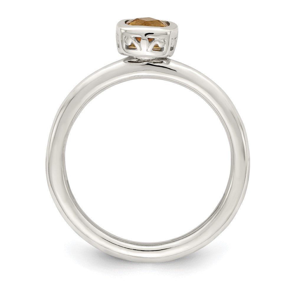 14K/Silver Two Tone Shey Couture Sterling Silver Rhodium Plated With 14K Accent Polished Cushion Cut Citrine Ring