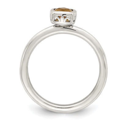 14K/Silver Two Tone Shey Couture Sterling Silver Rhodium Plated With 14K Accent Polished Cushion Cut Citrine Ring