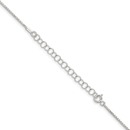 18 Inch Sterling Silver 1.1mm Diamond-Cut Round Box Chain W/2In Ext.