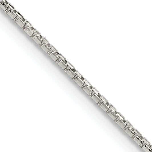 18 Inch Sterling Silver 1.3mm Diamond-Cut Round Box Chain W/2In Ext.