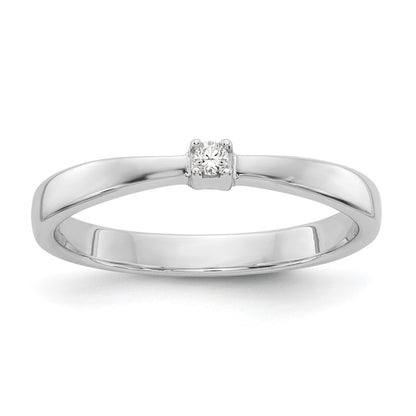 Sterling Silver White Ice Rhodium-Plated Diamond Ring