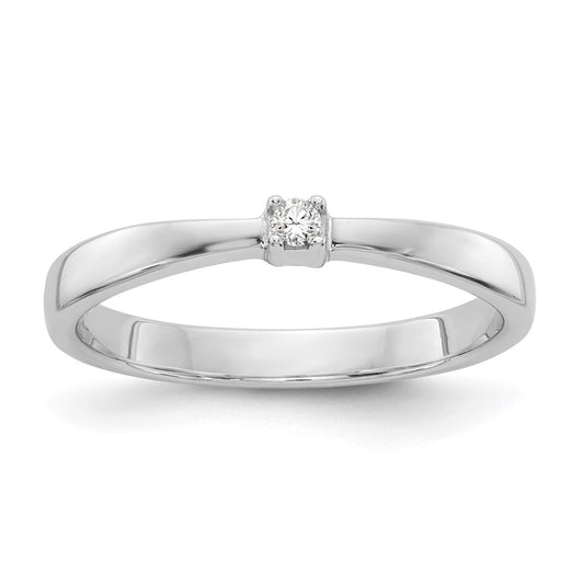 Sterling Silver White Ice Rhodium-Plated Diamond Ring