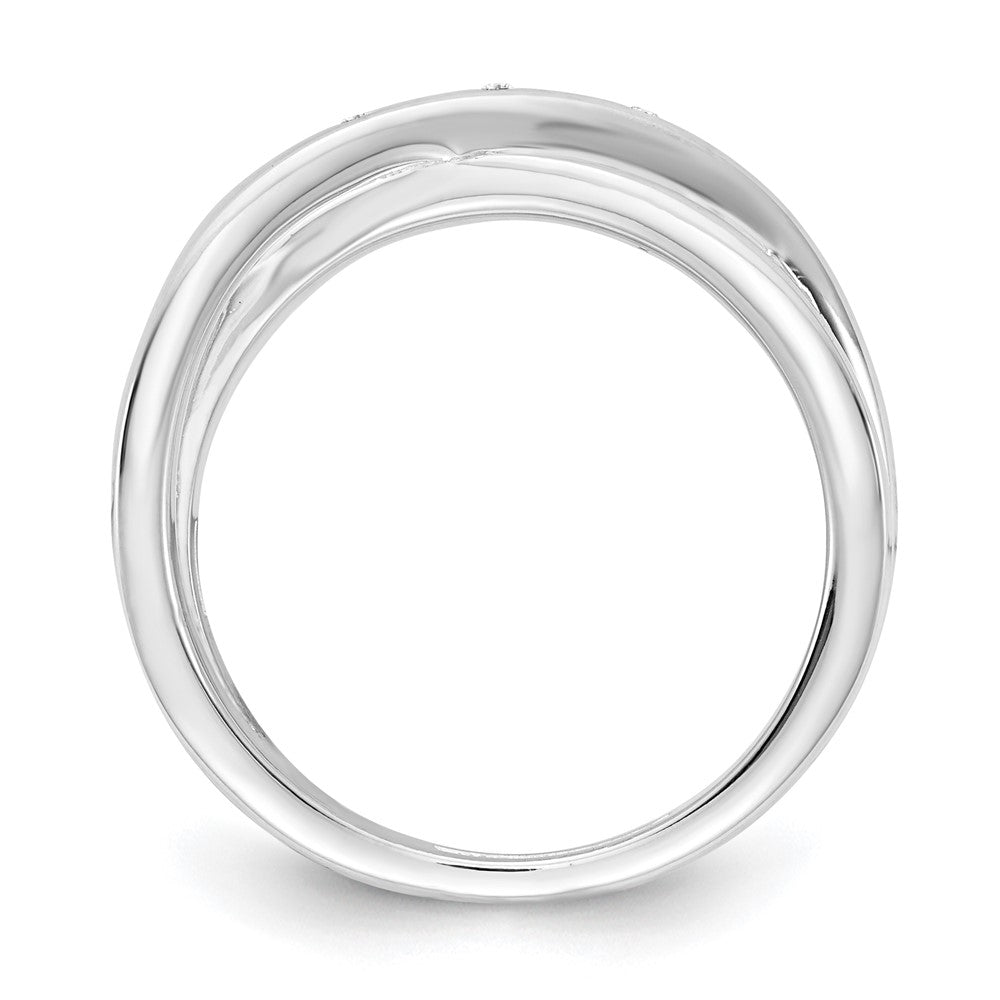 Sterling Silver White Ice Rhodium-Plated Diamond X Ring