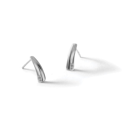 White Ice Sterling Silver Rhodium-plated Satin and Polished Diamond Post Drop Earrings