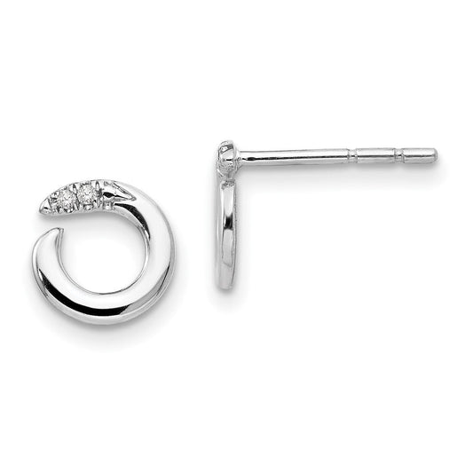 White Ice Sterling Silver Rhodium-plated Open Circle Diamond Post Earrings
