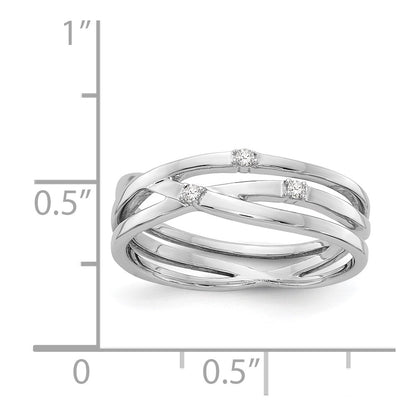 Sterling Silver White Ice Rhodium-Plated Diamond Ring